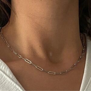 Silver Plated Stainless Steel Paperclip Chain Necklace | Minimalist Layering